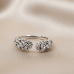 Twin Bloom 925 Sterling Silver Open Ring