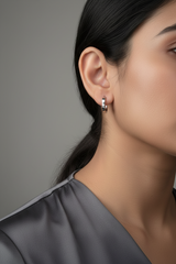 925 Sterling Silver Solitaire Crystal Hoop Earrings