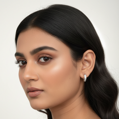 925 Sterling Silver Twisted Zircon Hoop Earrings