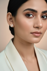 925 Sterling Silver Rosegold Floral Studs