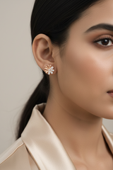 925 Sterling Silver Rosegold Floral Studs