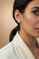 925 Sterling Silver Rosegold Square Studs
