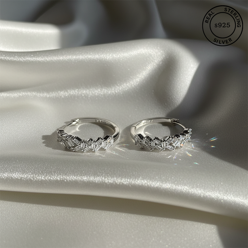 925 Sterling Silver Blush Sparkle Hoops