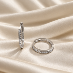 Eterna Sparkle 925 Sterling Silver Hoop Earrings