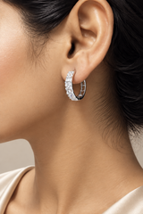 Luxe Radiance 925 Sterling Silver Hoop Earrings