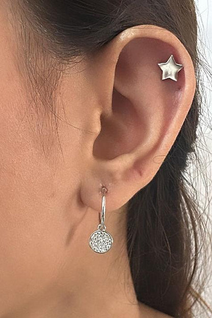 925 sterling silver hoop earrings(Silver)