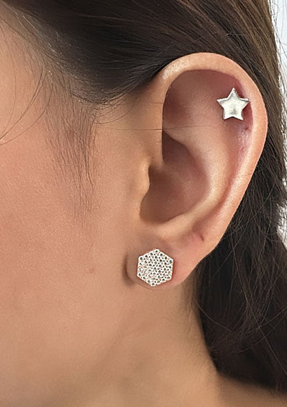 Enchanted Rose Hexagems 925 Sterling Silver Studs(Rosegold)