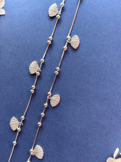 925 Sterling Silver Shell Anklets(pair)