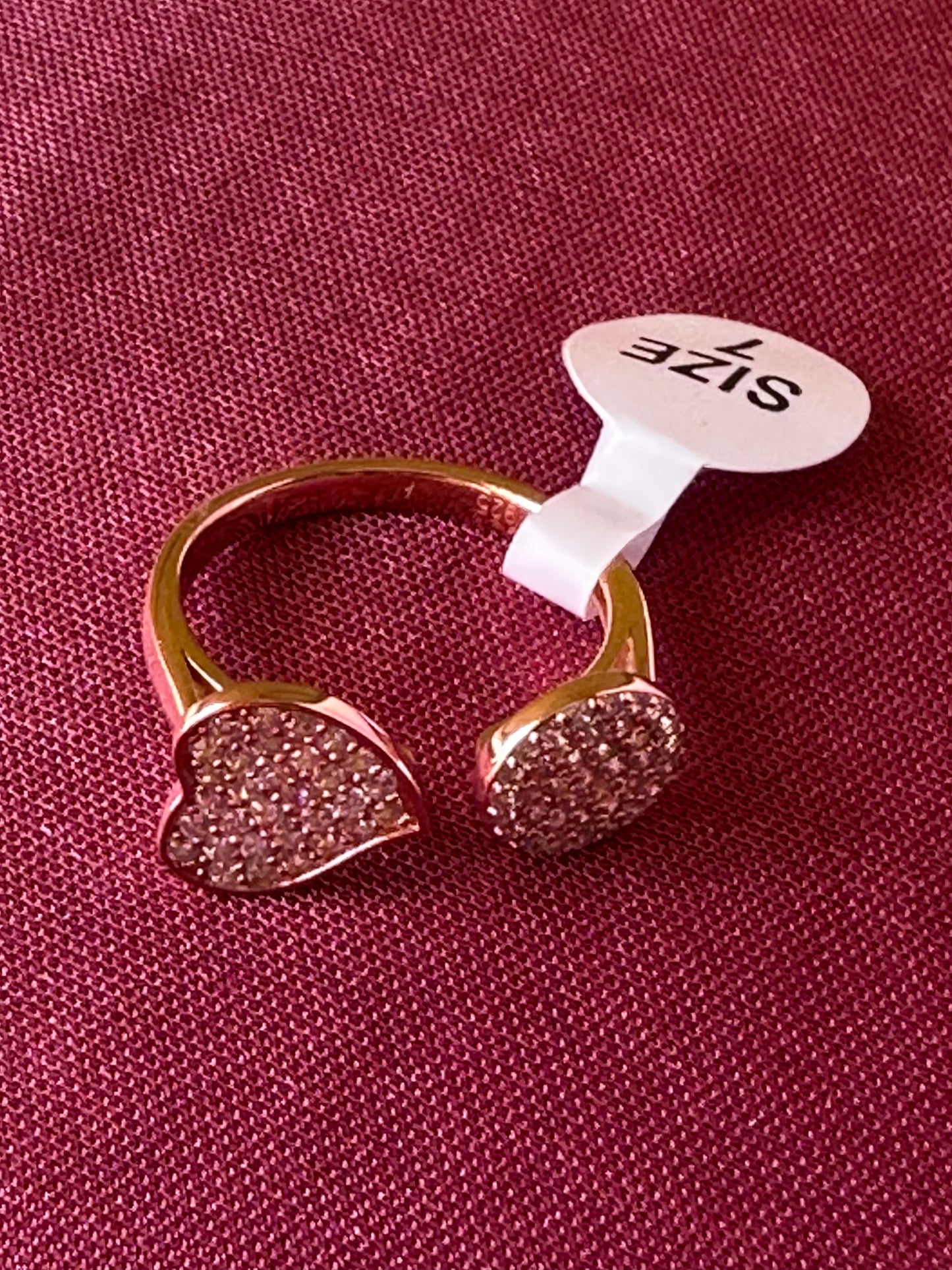 925 Sterling Silver Adjustable Rose Gold Heart's Desire Ring